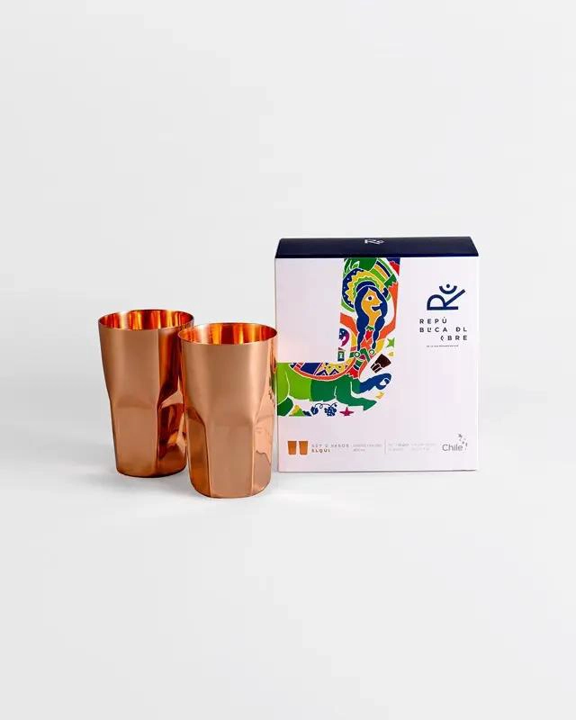 SET DE 2 VASOS PISCOLEROS DE COBRE PARA BEBIDAS - 1