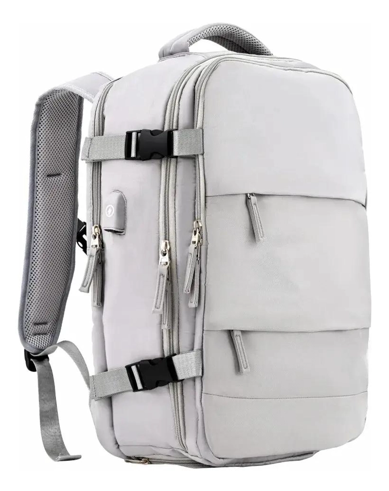 MOCHILA EXPANDIBLE IMPERMEABLE CON PUERTO USB PARA VIAJES - 4