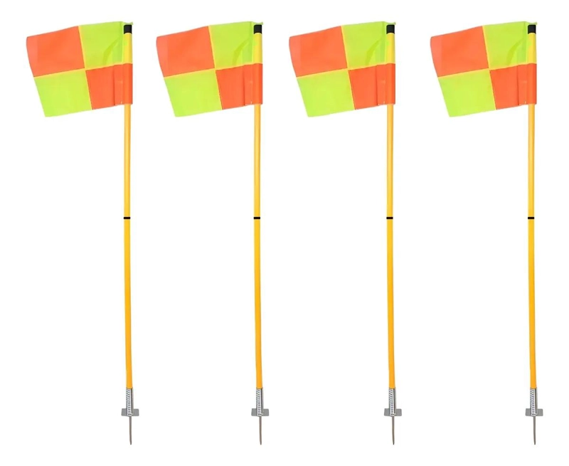 SET DE 4 BANDERINES DE CORNER CON ESTACAS Y RESORTES AMARILLO - 1
