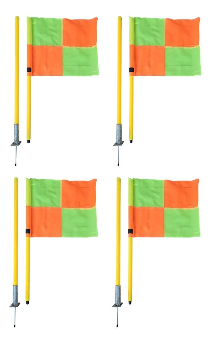 SET DE 4 BANDERINES DE CORNER CON ESTACAS Y RESORTES AMARILLO - 2