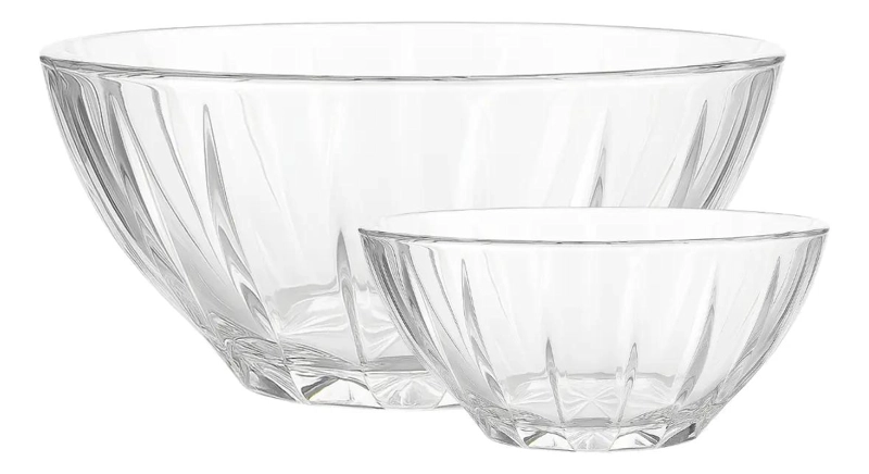 CONJUNTO DE ENSALADERA Y BOWLS DE VIDRIO TRANSPARENTE - 2