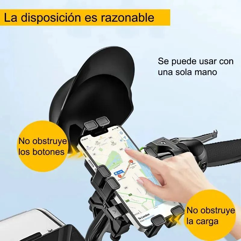 SOPORTE IMPERMEABLE PARA TELE FONO CON PARASOL PARA MOTOS Y BICICLETAS - 5