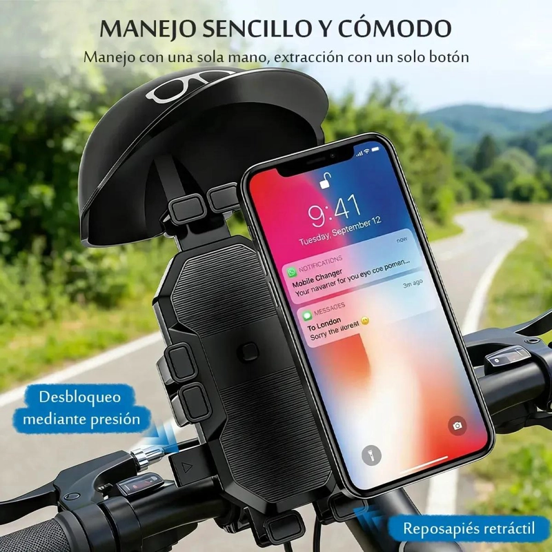 SOPORTE IMPERMEABLE PARA TELE FONO CON PARASOL PARA MOTOS Y BICICLETAS - 6