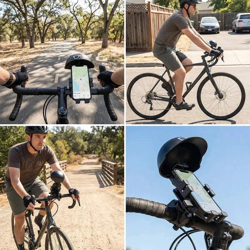 SOPORTE IMPERMEABLE PARA TELE FONO CON PARASOL PARA MOTOS Y BICICLETAS - 9