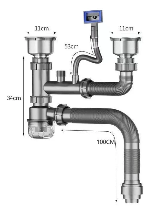 TUBO DRENAJE FREGADERO COCINA BAÑO FLEXIBLE DOBLE - 3