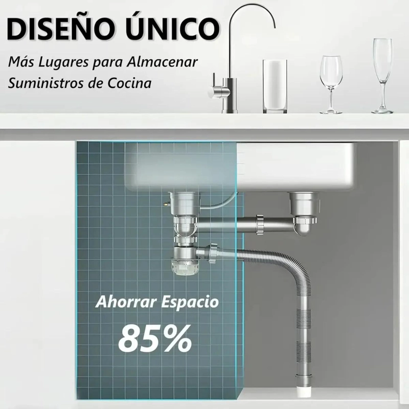 TUBO DRENAJE FREGADERO COCINA BAÑO FLEXIBLE DOBLE - 8