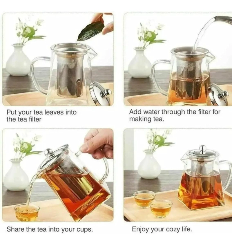 TETERA INFUSORA DE VIDRIO 750 ML PARA TE  Y HIERBAS - 7