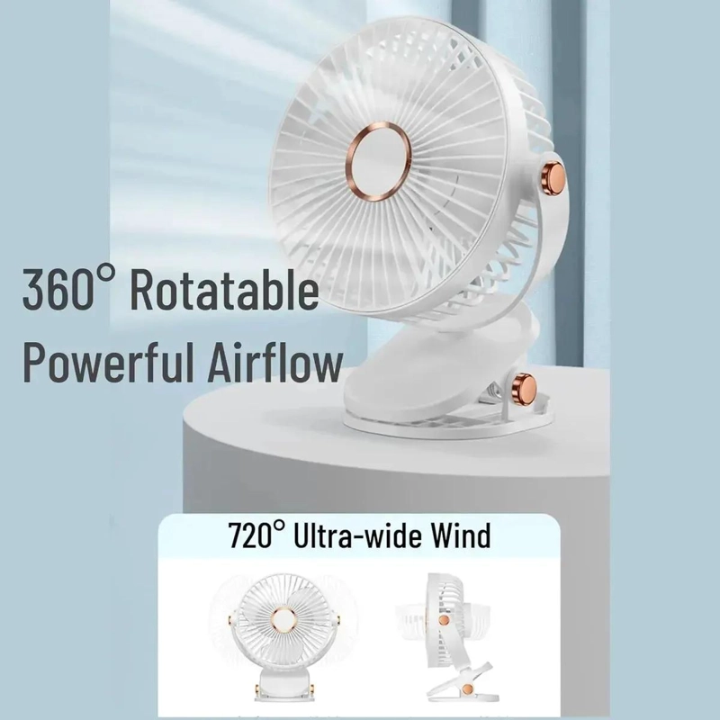 VENTILADOR PORTATIL RECARGABLE 360° CON CLIP Y 3 VELOCIDADES - 4