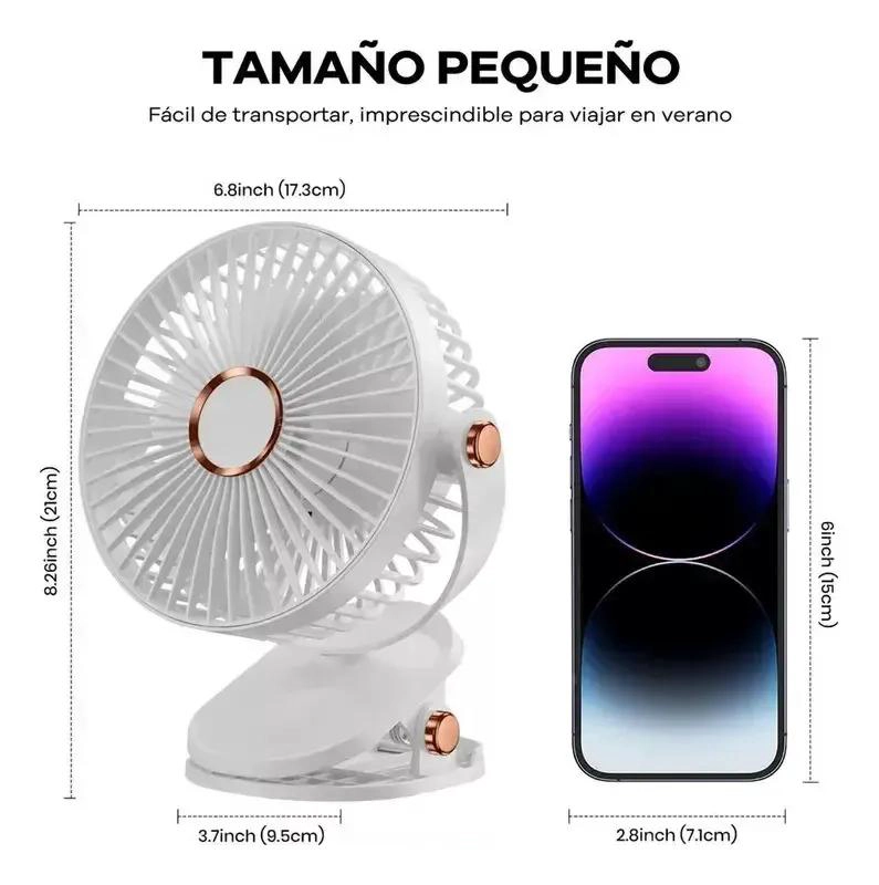 VENTILADOR PORTATIL RECARGABLE 360° CON CLIP Y 3 VELOCIDADES - 6