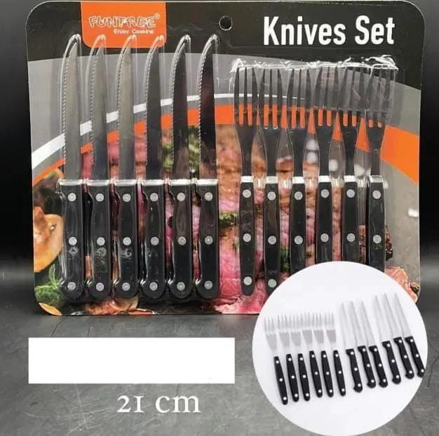 SET DE CUCHILLOS Y TENEDORES DE ACERO INOXIDABLE 12 PCS - 3