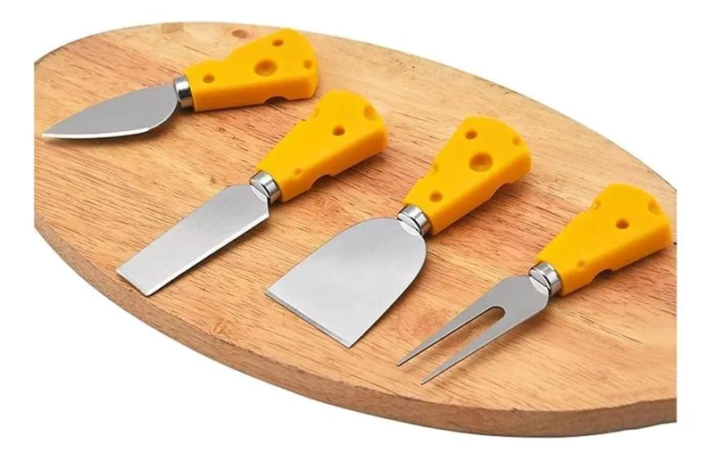 SET DE 4 CUCHILLOS PARA QUESOS DE ACERO INOXIDABLE CON DISEÑO 3D - 6
