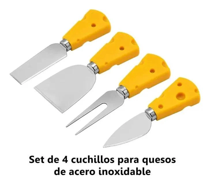 SET DE 4 CUCHILLOS PARA QUESOS DE ACERO INOXIDABLE CON DISEÑO 3D - 7