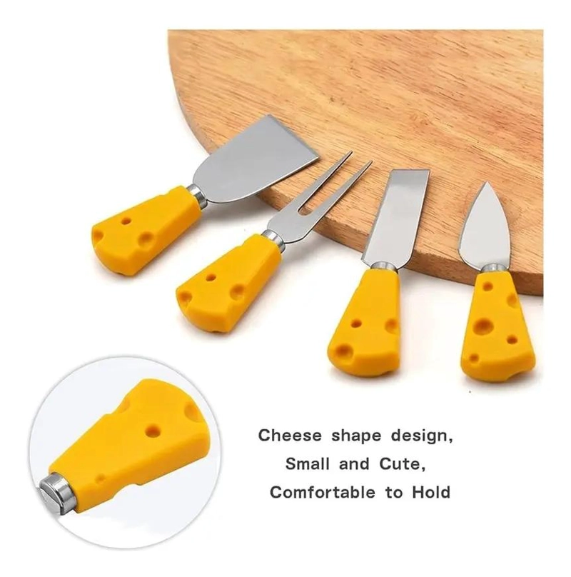 SET DE 4 CUCHILLOS PARA QUESOS DE ACERO INOXIDABLE CON DISEÑO 3D - 9