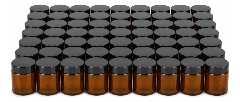 PACK DE 50 FRASCOS DE VIDRIO AMBAR DE 100CC CON TAPA ROSCA - 2