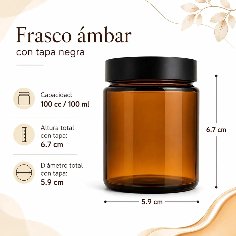 PACK DE 50 FRASCOS DE VIDRIO AMBAR DE 100CC CON TAPA ROSCA - 3