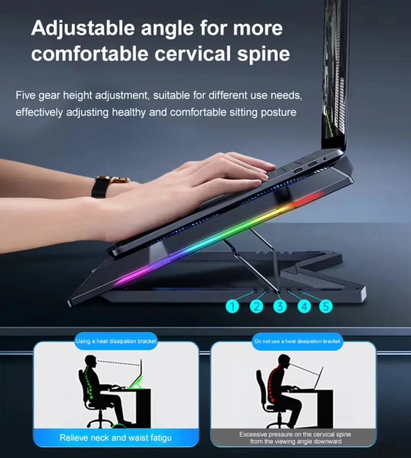 SOPORTE AJUSTABLE PARA NOTEBOOK CON ENFRIADOR SILENCIOSO - 2