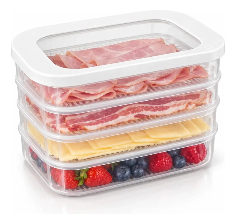 CONTENEDOR APILABLE DE ALIMENTOS CON TAPA TRANSPARENTE - 1