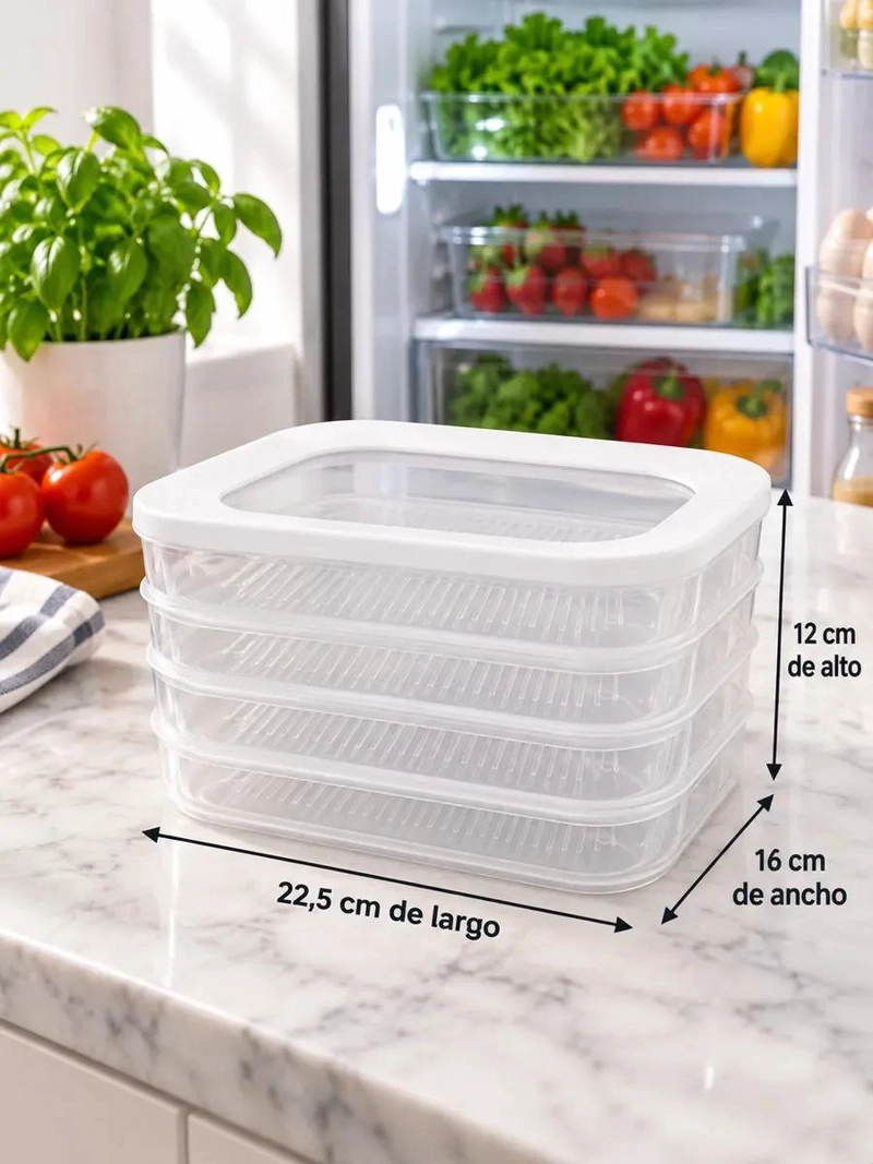CONTENEDOR APILABLE DE ALIMENTOS CON TAPA TRANSPARENTE - 2