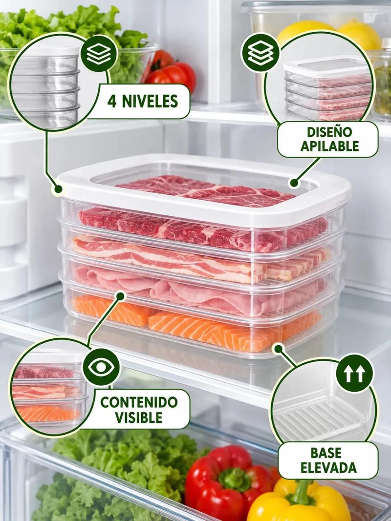 CONTENEDOR APILABLE DE ALIMENTOS CON TAPA TRANSPARENTE - 4