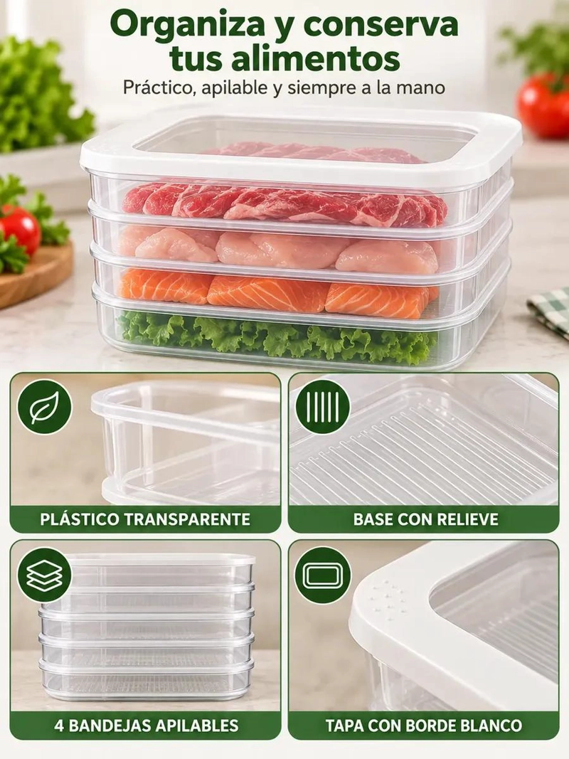 CONTENEDOR APILABLE DE ALIMENTOS CON TAPA TRANSPARENTE - 7