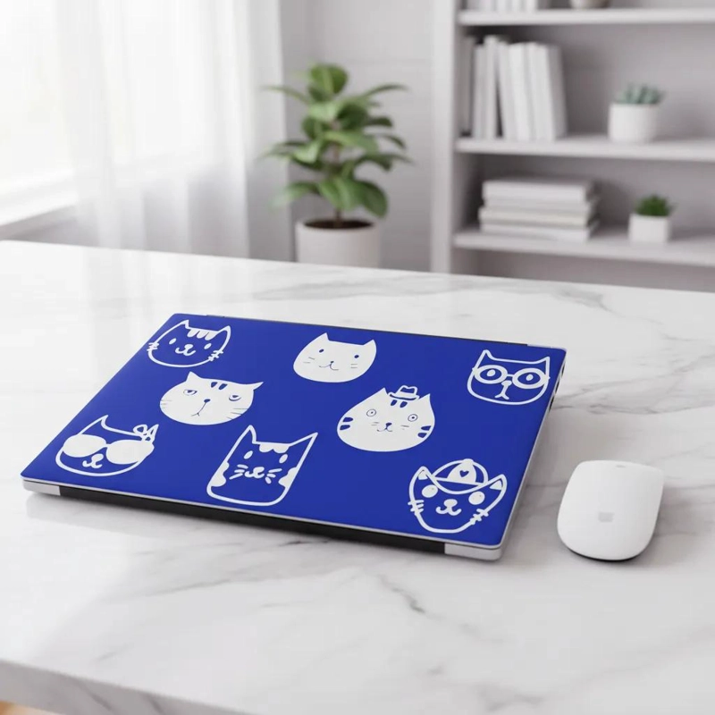 VINILO ADHESIVO DECORATIVO PARA NOTEBOOK CON DISEÑO DE GATOS - 1
