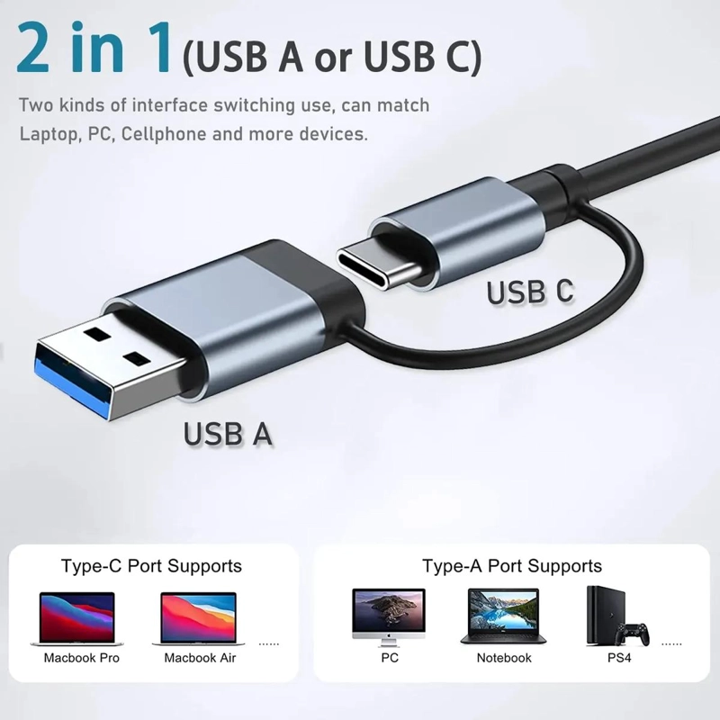 HUB USB 7 EN 1 CON 6 PUERTOS PARA PC Y NOTEBOOK - 2