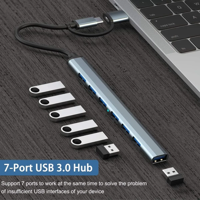 HUB USB 7 EN 1 CON 6 PUERTOS PARA PC Y NOTEBOOK - 5