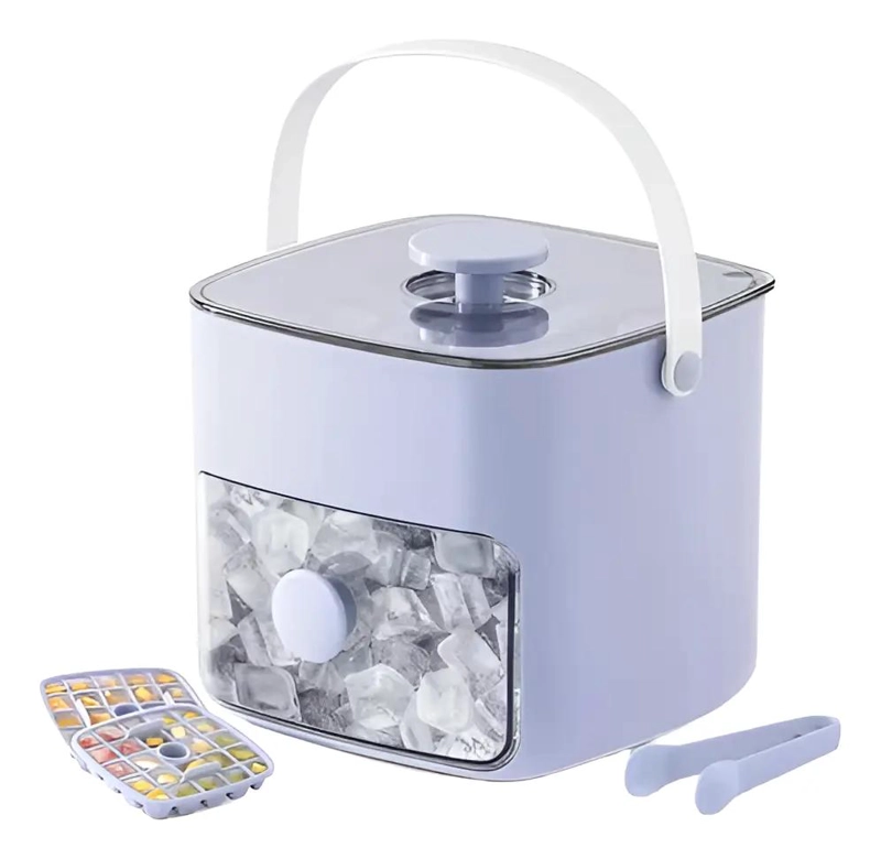 CONTENEDOR DE HIELO CON BANDEJA Y PINZAS PARA CUBITOS - 1