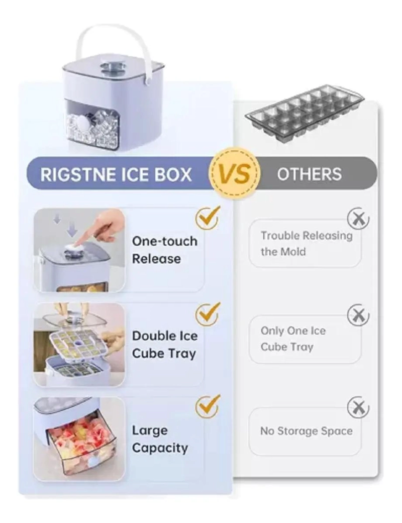 CONTENEDOR DE HIELO CON BANDEJA Y PINZAS PARA CUBITOS - 5