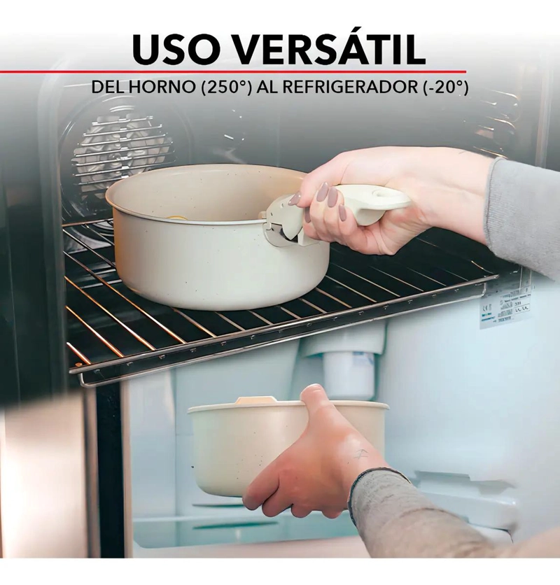 BATERIA DE COCINA ANTIADHERENTE GRANITO 11 PIEZAS CON MANGO REMOVIBLE - 5