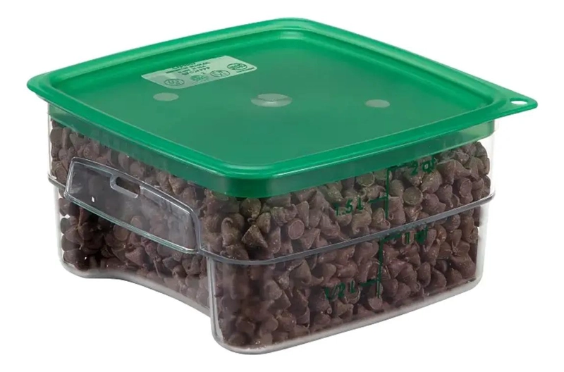 RECIPIENTE CUADRADO DE POLICARBONATO 2 LITROS CON TAPA VERDE - 3