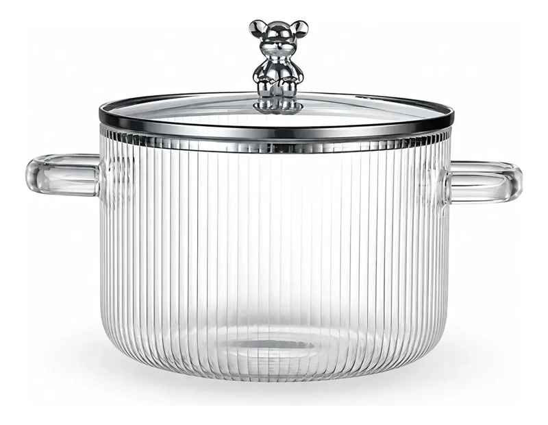 OLLA DE VIDRIO BOROSILICATO 1.8 LITROS CON TAPA Y ASAS - 1
