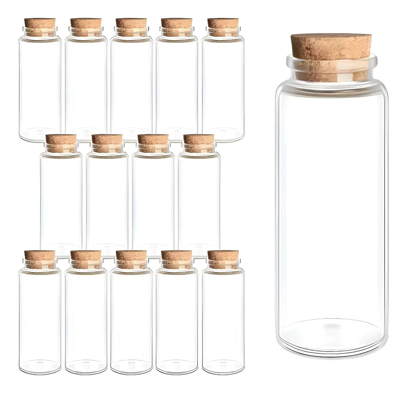 MINI FRASCOS DE VIDRIO CON TAPON DE CORCHO 20ML - 1