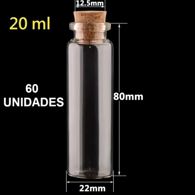 MINI FRASCOS DE VIDRIO CON TAPON DE CORCHO 20ML - 4