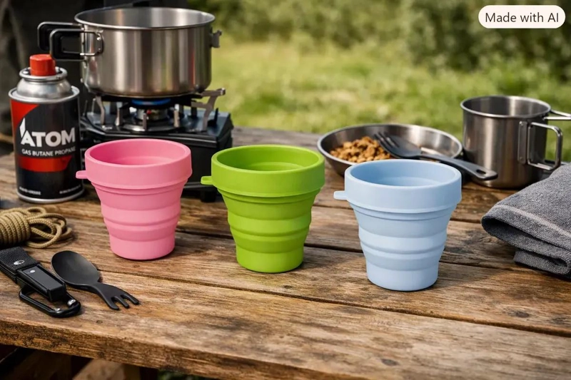 SET DE VASOS PLEGABLES DE SILICONA PARA CAMPING 170 ML - 2