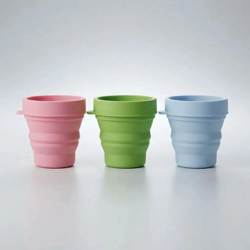 SET DE VASOS PLEGABLES DE SILICONA PARA CAMPING 170 ML - 4