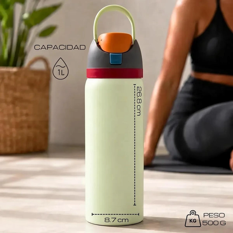 BOTELLA TE RMICA DE ACERO INOXIDABLE 1000ML CON BOQUILLA 2 EN 1 - 2