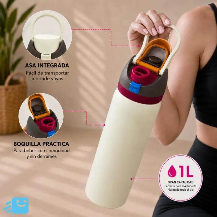 BOTELLA TE RMICA DE ACERO INOXIDABLE 1000ML CON BOQUILLA 2 EN 1 - 6