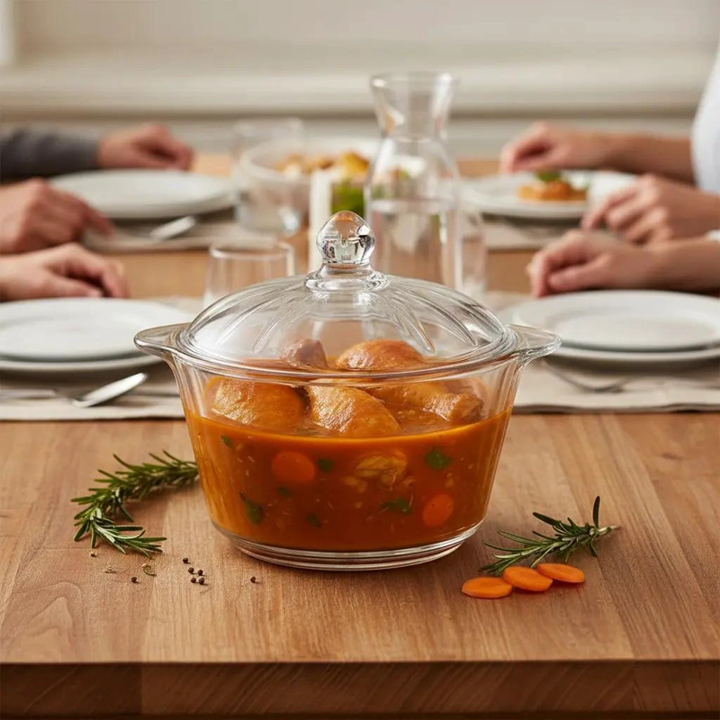 OLLA DE VIDRIO CON TAPA PARA COCINAR Y SERVIR 1.5 LITROS - 2