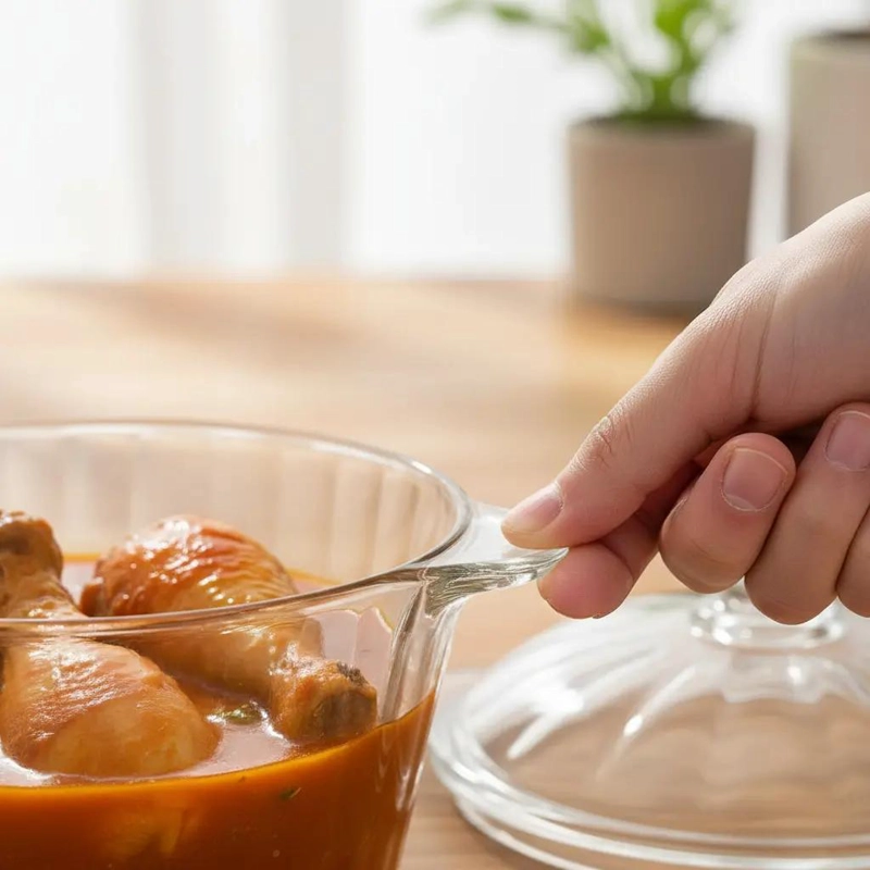 OLLA DE VIDRIO CON TAPA PARA COCINAR Y SERVIR 1.5 LITROS - 6
