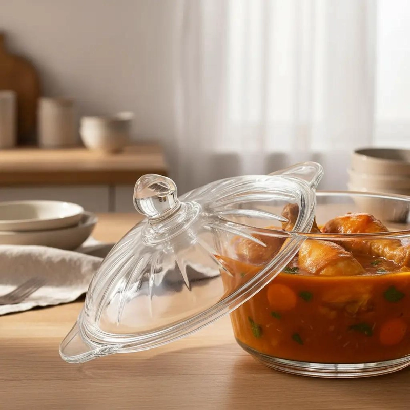 OLLA DE VIDRIO CON TAPA PARA COCINAR Y SERVIR 1.5 LITROS - 7