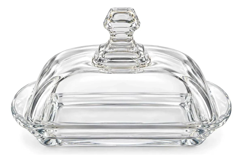 SET DE MANTEQUILLERO DE VIDRIO CON TAPA 17 CM IDEAL PARA COCINA - 5