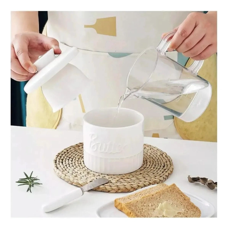 MANTEQUILLERA FRANCESA DE CERAMICA CON AGUA PARA MANTEQUILLA FRESCA - 3