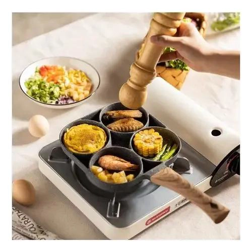 SARTE N DE CUATRO AGUJEROS PARA COCINAR HUEVOS Y HAMBURGUESAS - 6