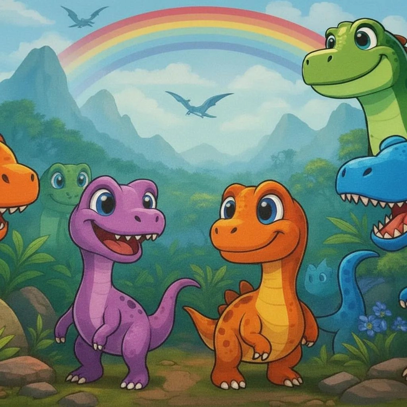 PENDON TELON DE TELA CON DISEÑO DE DINOSAURIOS PARA CUMPLEAÑOS - 5