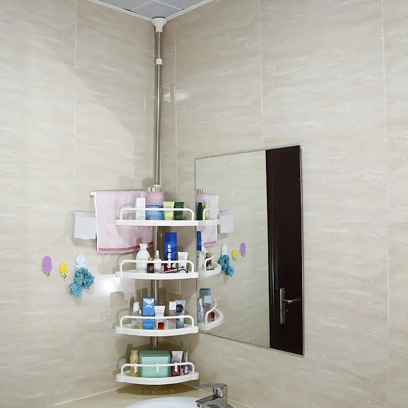 ORGANIZADOR ESQUINERO BAÑO AJUSTABLE 4 NIVELES BLANCO - 3