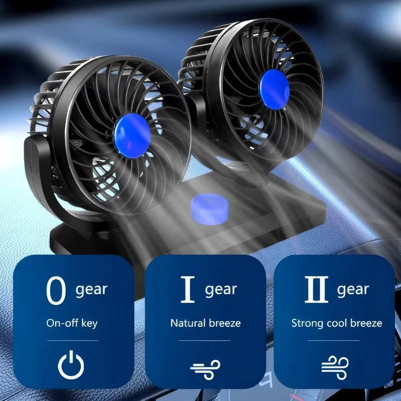 VENTILADOR PORTATIL PARA AUTO CON ROTACION 360° Y DOBLE VELOCIDAD - 5