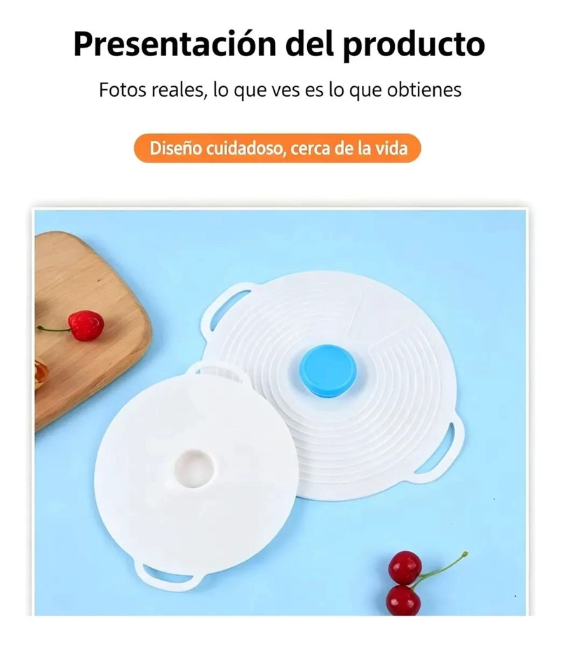 SET DE 3 TAPAS DE SILICONA REUTILIZABLES PARA ALIMENTOS - 5