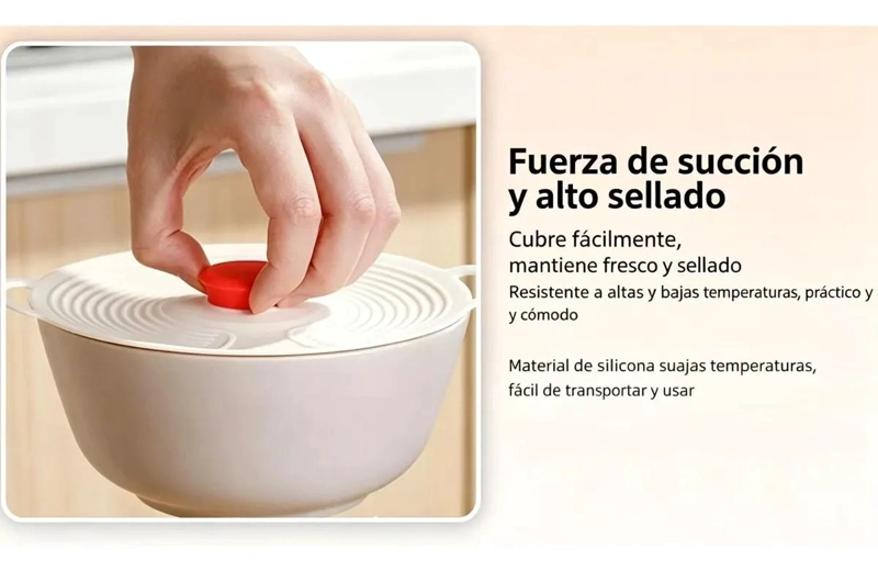 SET DE 3 TAPAS DE SILICONA REUTILIZABLES PARA ALIMENTOS - 6