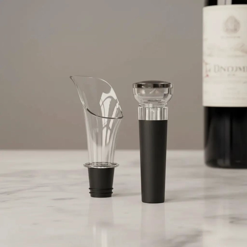 SET DE ACCESORIOS PARA VINO CON VERTEDOR Y TAPON AL VACIO - 1